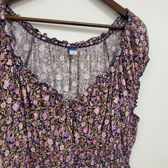 Old Navy Womens Tiered Micro Floral Milkmaid Maxi Dress Size XL Cottagecore - Picture 2 of 9